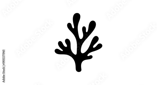 Simple Black Silhouette of a Branching Coral or Plant.