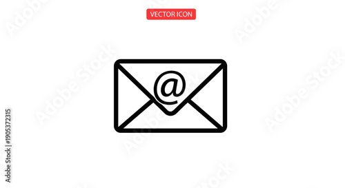 Simple Envelope Icon with At Symbol Inside.