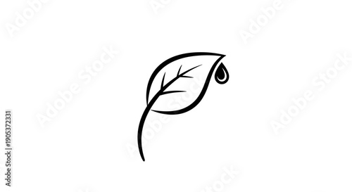 Simple Leaf with Water Droplet Icon.