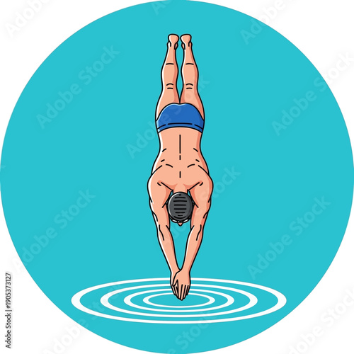 Swimmer Diving Headfirst into Water Icon