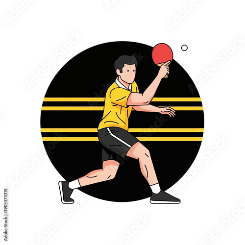 Man Playing Table Tennis Forehand Stroke Isolated Icon Design