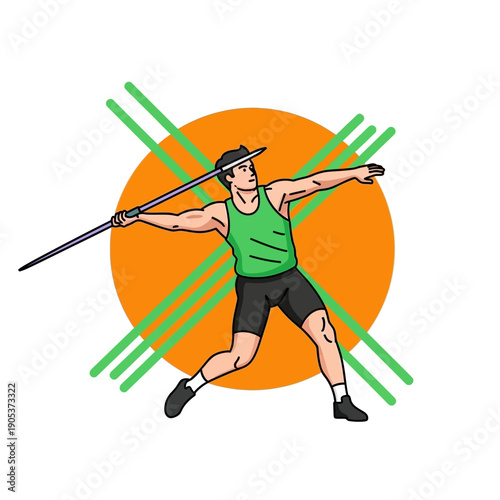 Athlete Preparing to Throw Javelin in Track and Field Competition