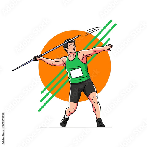 Athlete Preparing to Throw Javelin in Track and Field Competition
