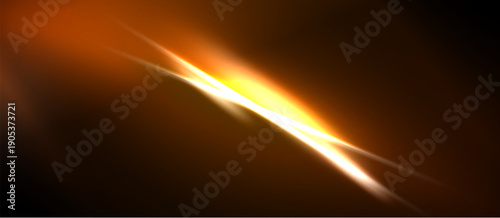 Abstract light streaks, vibrant orange hues dominate dark background. Diagonal lines create dynamic visual effect. Brightness contrasts sharply.