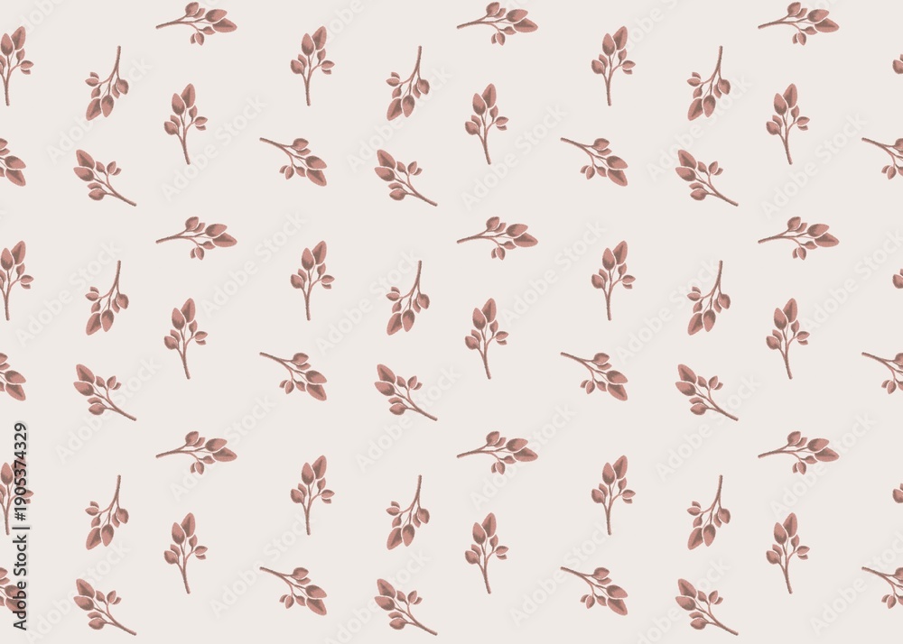 Obraz premium Leaves branch soft pastel seamless pattern