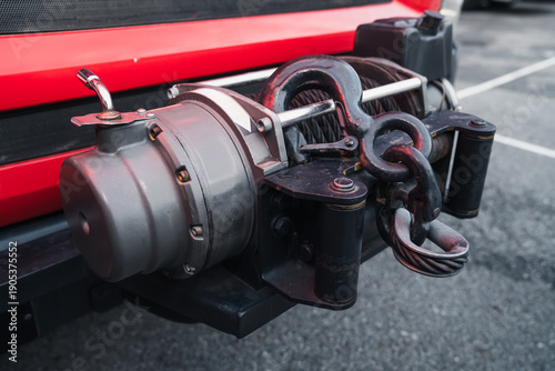 heavy duty electric winch on fire rescue vehicle
