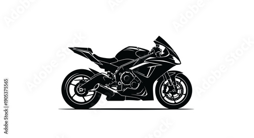 Sleek Black Sport Motorcycle Silhouette Side View 1.