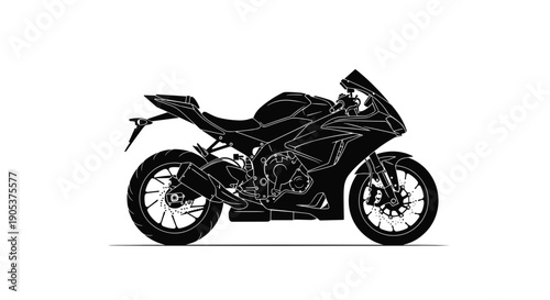 Sleek Black Sport Motorcycle Silhouette Illustration.