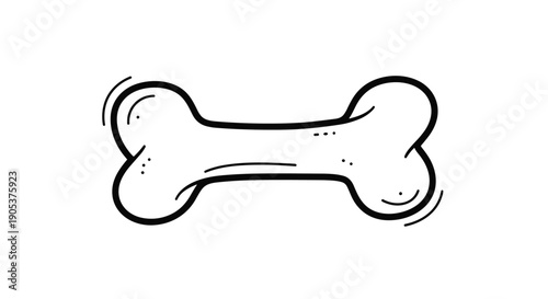 Simple black and white line art illustration of a dog bone isolated on a white background for pet and animal related designs.