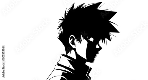 Stylized Anime Character Portrait with Intense Gaze.