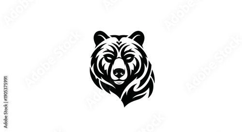 Stylized Black and White Bear Head Emblem.
