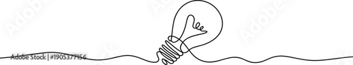 Simple line art drawing of a light bulb with a creative idea concept