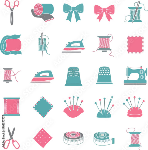 Seamstress Tools and Sewing Supplies Vector Illustration for Crafting Projects