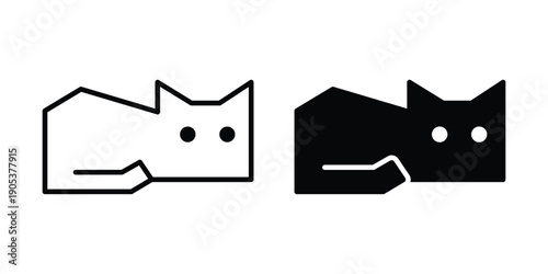 cat vector black kitten block brick tangram geography calico icon cartoon character pet animal doodle logo illustration symbol design