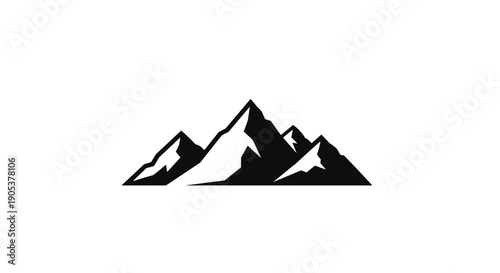 Stylized Black and White Mountain Range Peaks Silhouette.