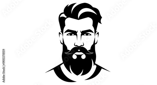 Stylized Black and White Portrait of a Bearded Man 1.