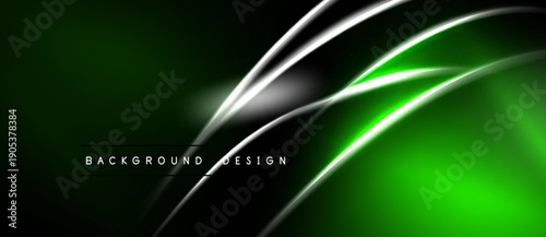 Abstract green, black design. Smooth curves create dynamic visual flow. Modern aesthetic, suitable for digital backgrounds.