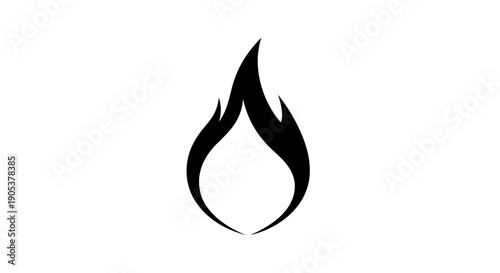 Stylized Black Flame Icon on White Background 6.