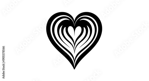 Stylized Black Heart Shape with Elegant Swirls.