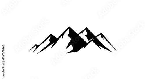 Stylized Black Silhouette of Jagged Mountain Peaks 3.