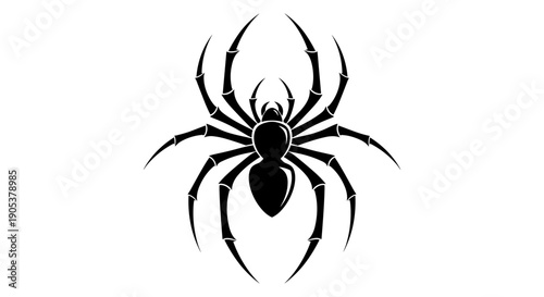 Stylized Black Spider Silhouette Graphic Design.