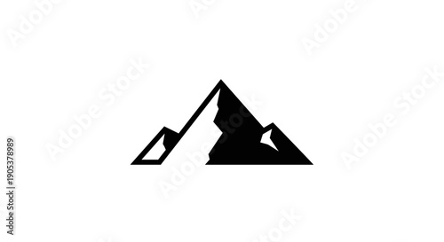 Stylized Black Silhouette of Majestic Mountain Peaks.