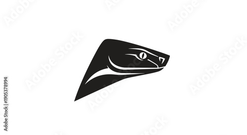 Stylized Black Snake Head Silhouette with White Accents.