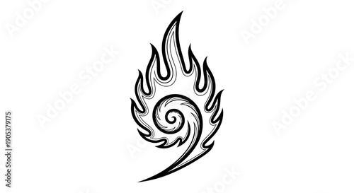 Stylized Flame Swirl Symbol.