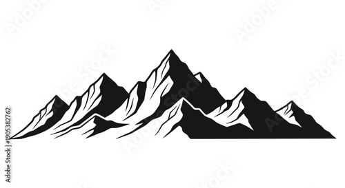 Stylized Silhouette of Jagged Mountain Peaks 1.