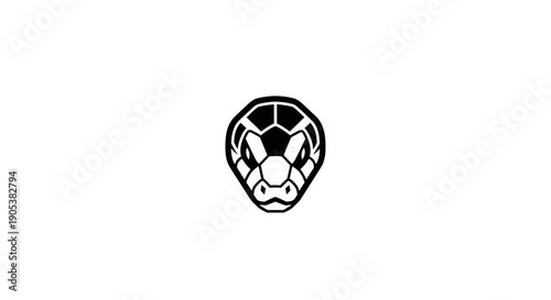 Stylized Snake Head Emblem Black and White.