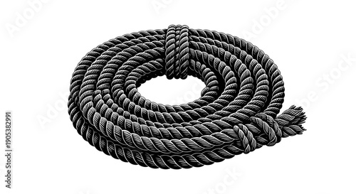 Thick Coiled Rope Detailed Close Up.