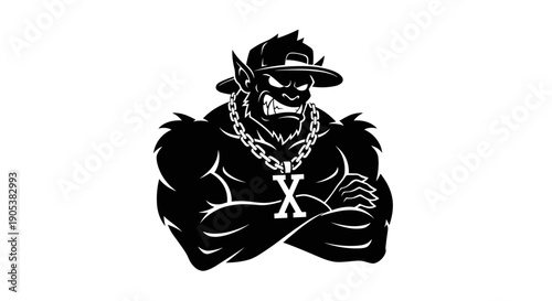 Tough Orc Character with Gold Chain and Cap.