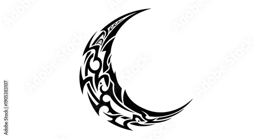 Tribal Crescent Moon Tattoo Design Art.