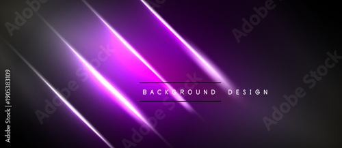 Dark purple background features bright neon lines. Gradient effect creates dynamic visual impact. Modern design element.