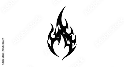Tribal Flame Tattoo Design Black Silhouette 1.