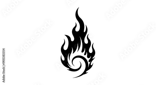 Tribal Flame Tattoo Design with Swirl Element.