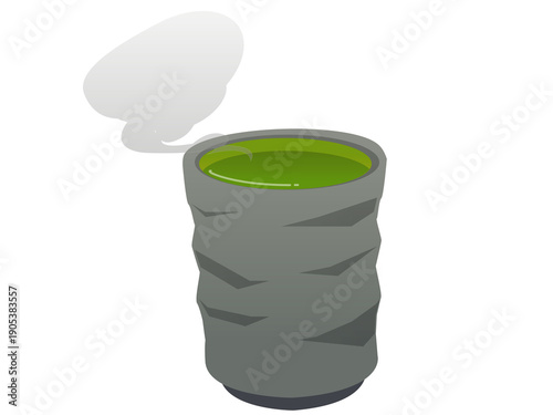 Simple illustration of steaming Japanese tea