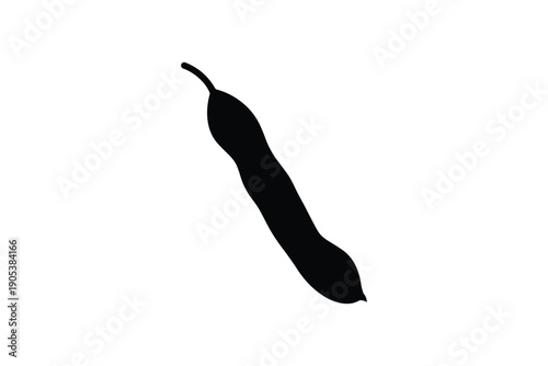 Green bean pod silhouette isolated on white background