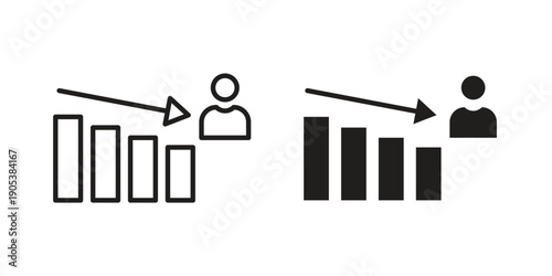 Attrition icons in simple black style symbol sign for apps and website