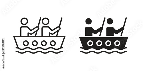 Boat race icons in simple black style symbol sign for apps and website