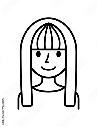 ベクターイラスト素材：笑顔の若い女性アイコン