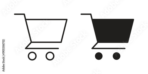 Cart icons in simple black style symbol sign for apps and website