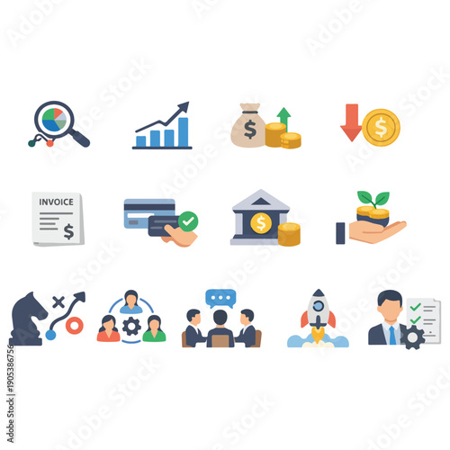 Financial Growth, Investment & Management Icons