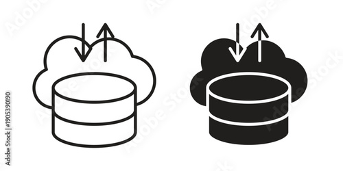 Data center icons in simple black style symbol sign for apps and website