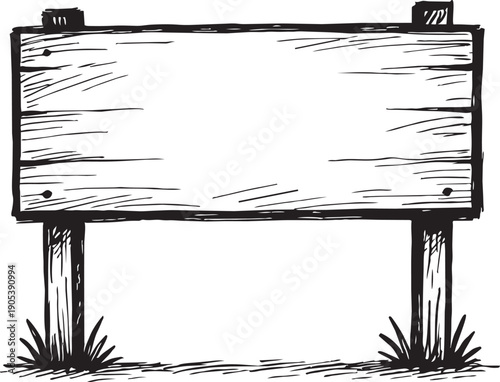 Hand drawn wooden road sign doodle sketch vector illustration for direction