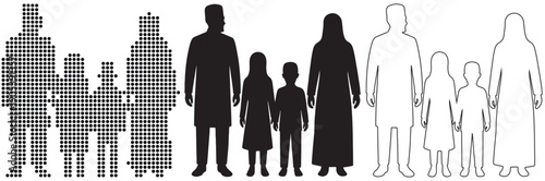 Diverse family silhouettes representing different generations and styles