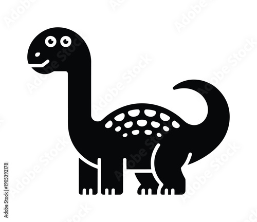 Vector illustration of a smiling dinosaur facing left with dotted spots