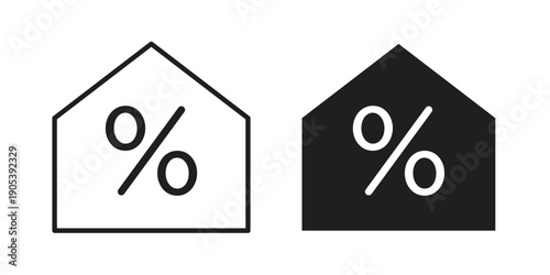 Fixed rate mortgage icons in simple black style symbol sign for apps and website