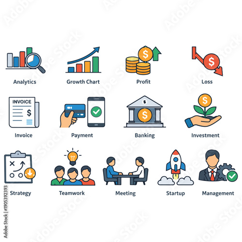 Financial Growth, Investment & Management Icons