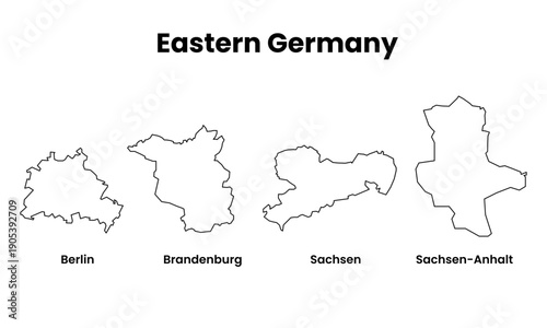 Vector Map of Estern Germany Outline Illustration	